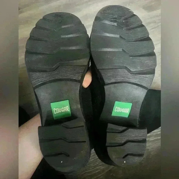 Cougar Marni Insulated Black Mid Calf Suede Zip Up Chunky Heel Boots Size 9M - Picture 4 of 7